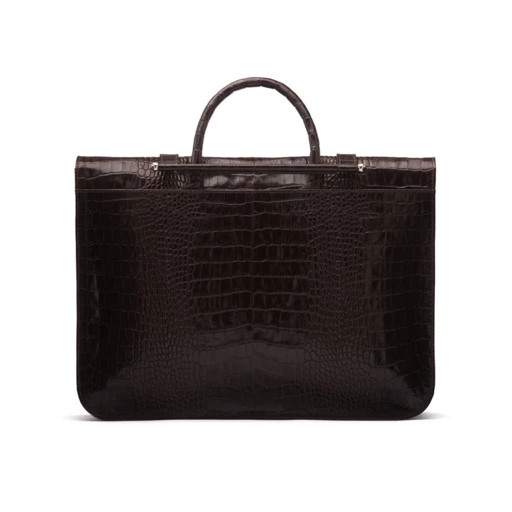Luxury Leather Music Bag - Brown Croc-Effect