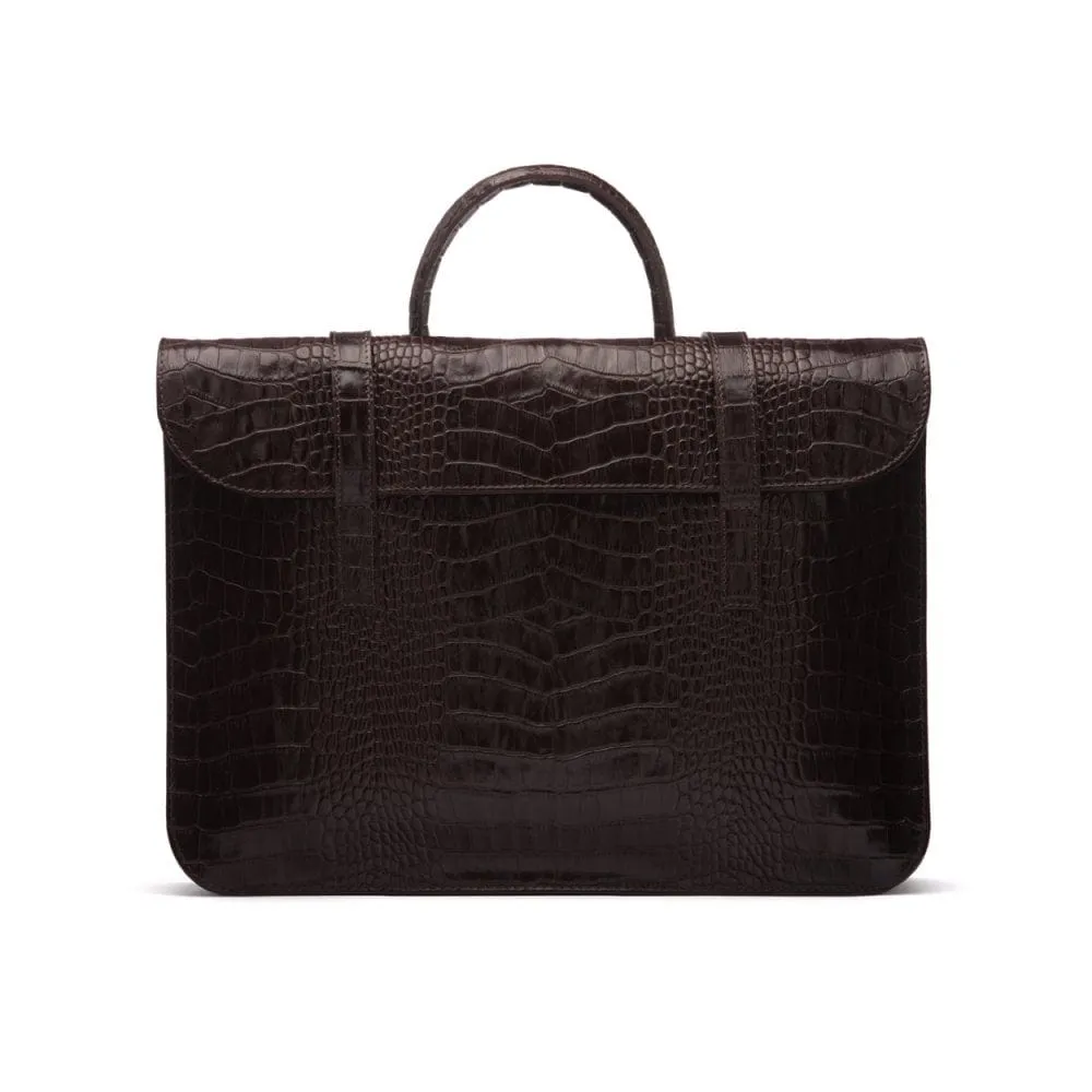 Luxury Leather Music Bag - Brown Croc-Effect
