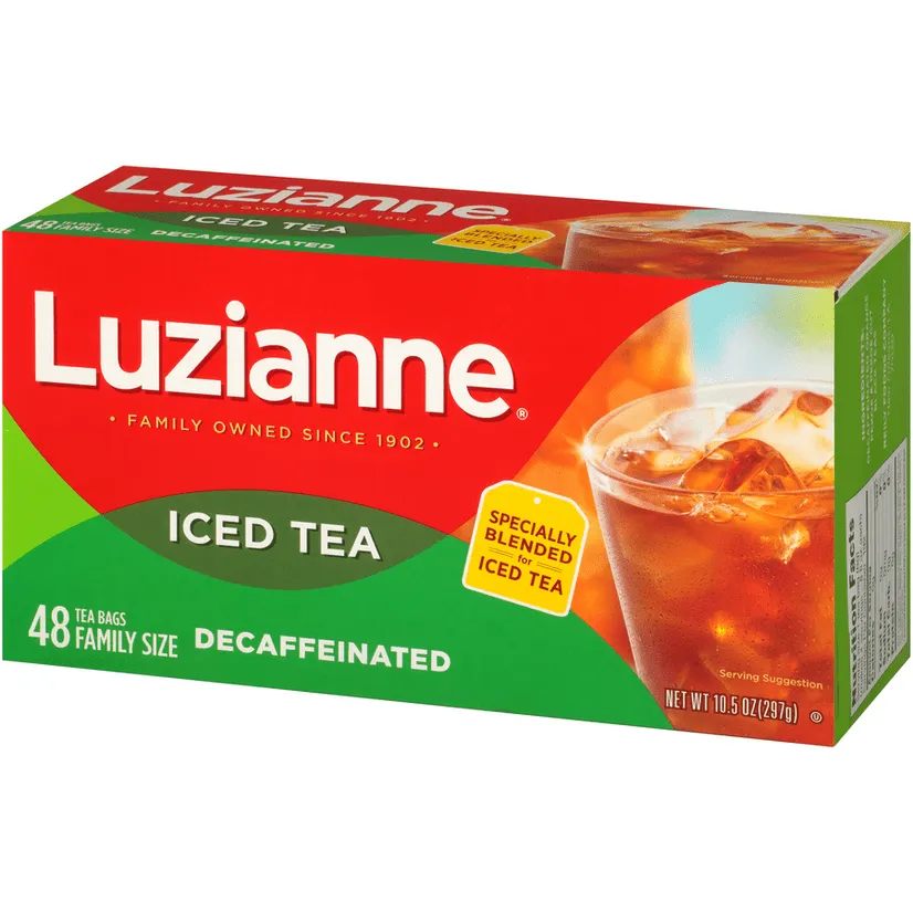 Luzianne, Decaffeinated, Black Iced Tea, Caffeine Free Tea Bags, 48 Count NEW