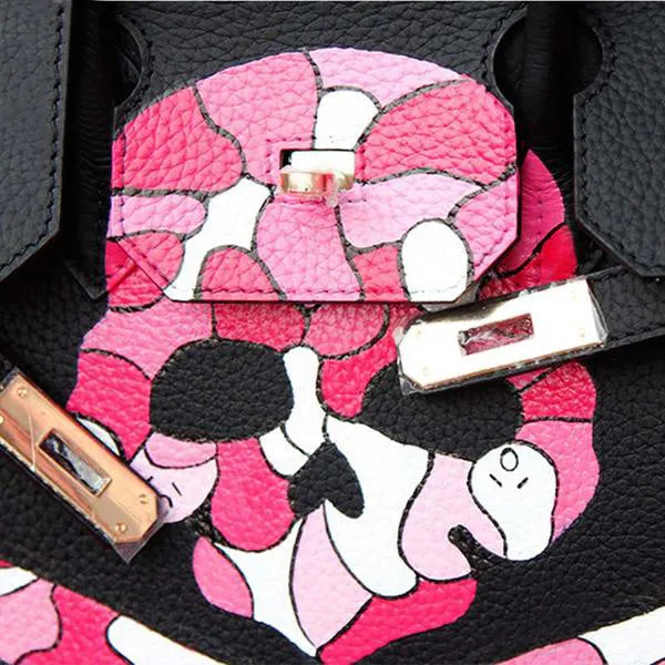 Magnificent Genuine Leather Graffiti Skull Designer Handbag