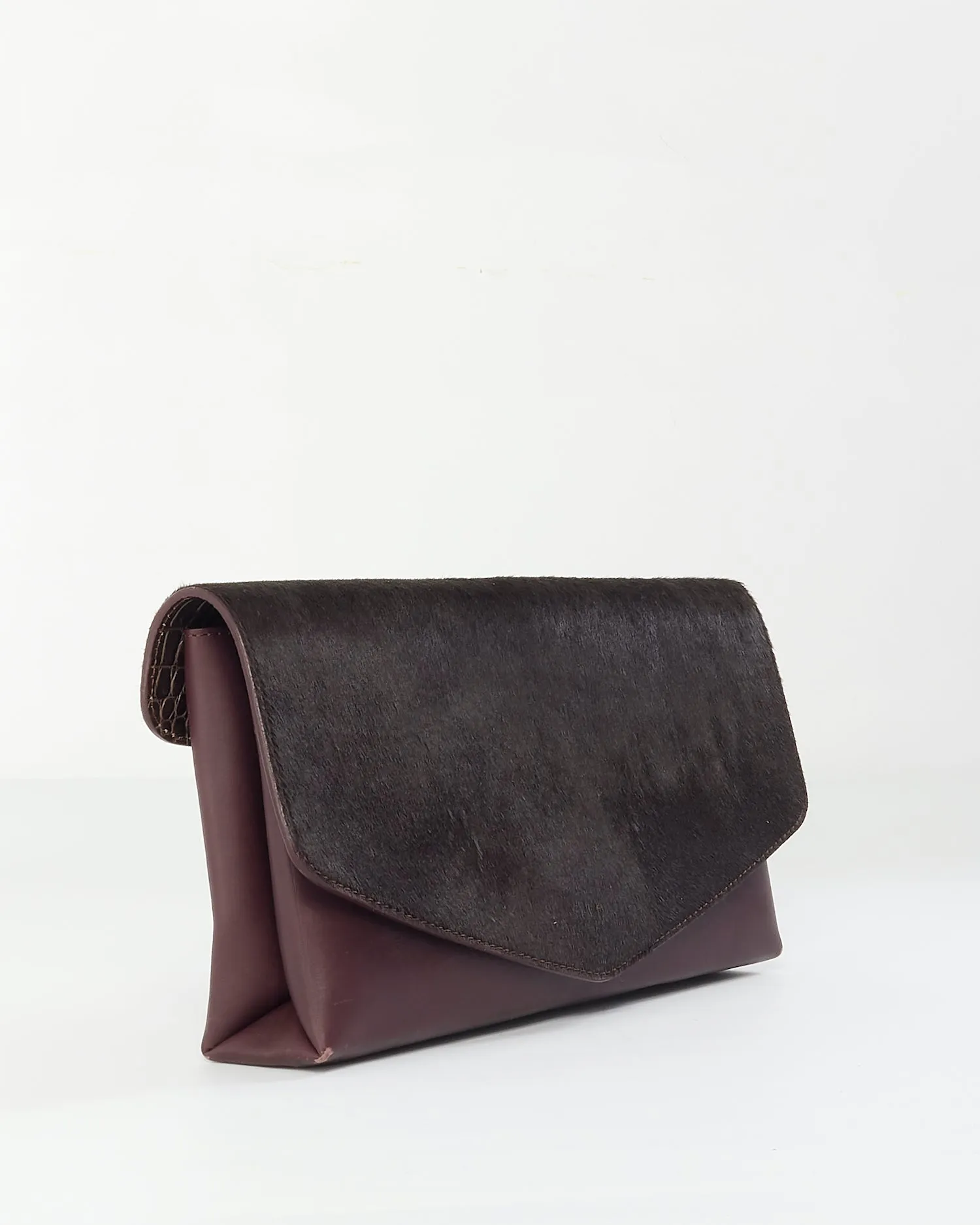 Maison Margiela Burgundy Pony Hair Clutch