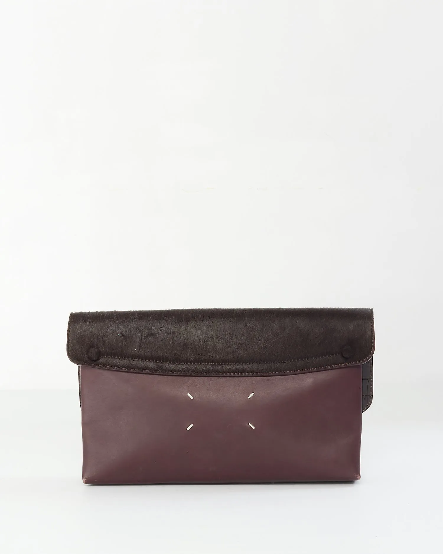 Maison Margiela Burgundy Pony Hair Clutch