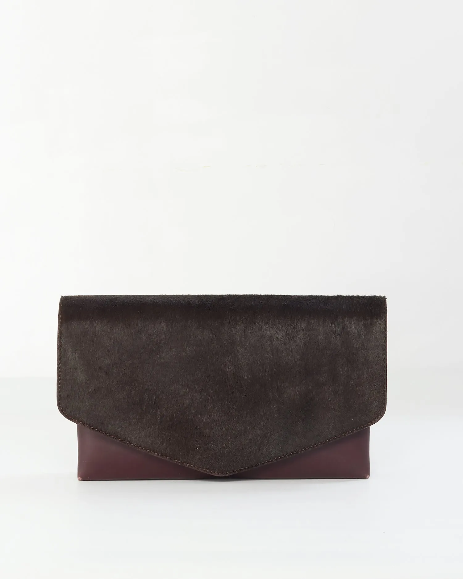 Maison Margiela Burgundy Pony Hair Clutch