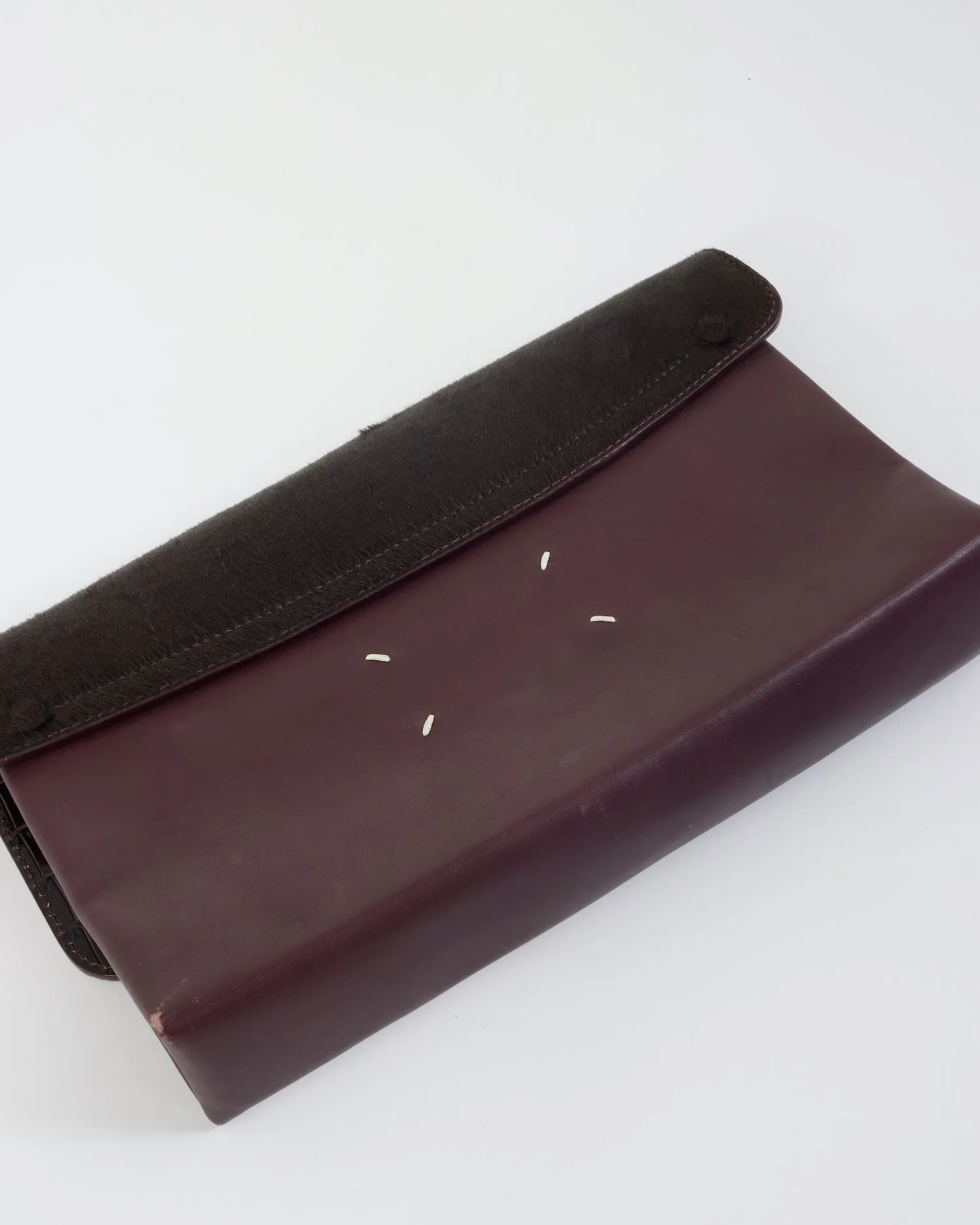 Maison Margiela Burgundy Pony Hair Clutch