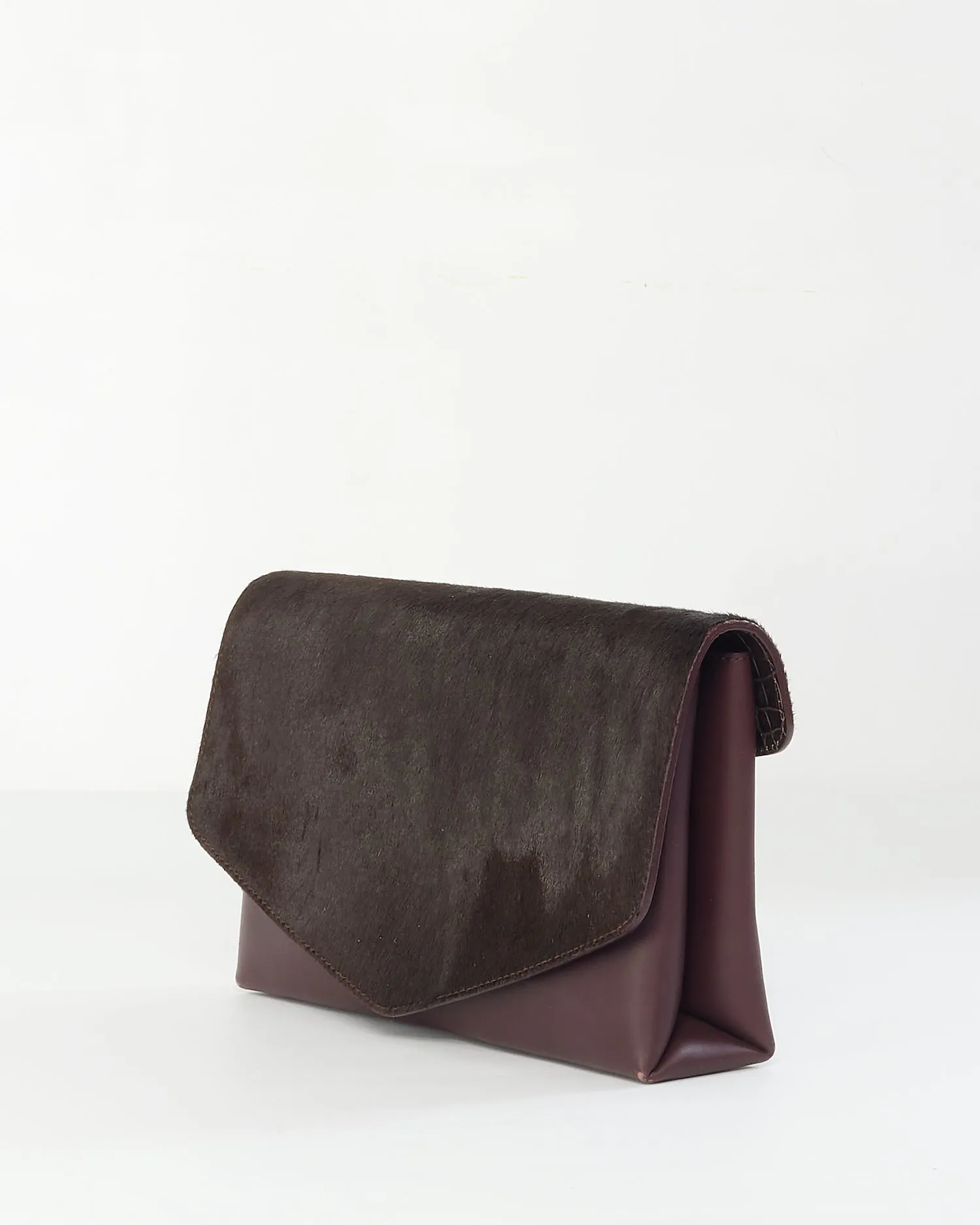 Maison Margiela Burgundy Pony Hair Clutch