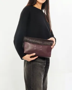 Maison Margiela Burgundy Pony Hair Clutch