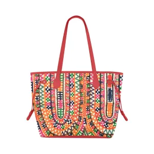 Makeba African Print Clover Tote Bag (Red handles)