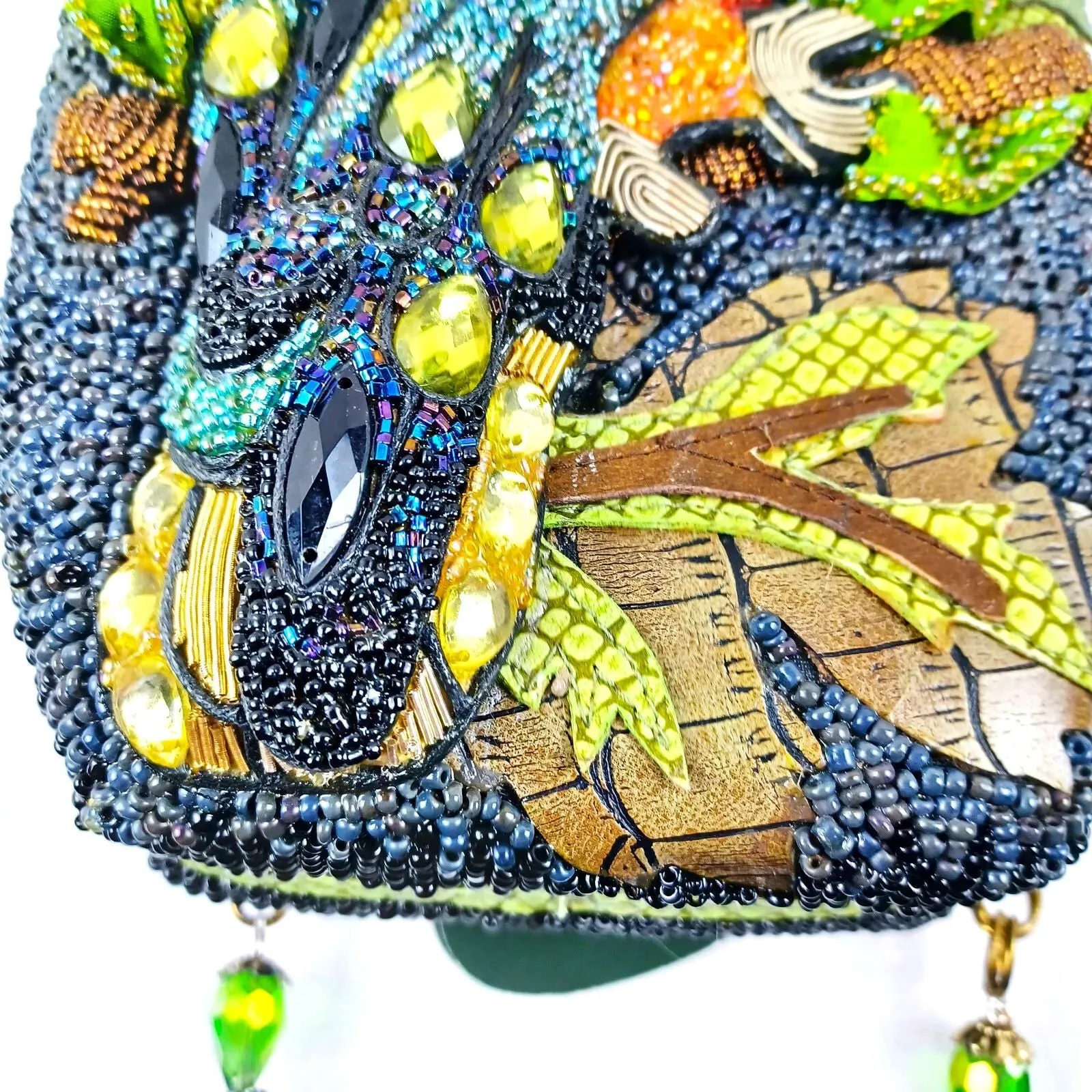 Mary Frances Chatterbox Bird Parrot Green Special Beaded Bag Handbag Purse NEW
