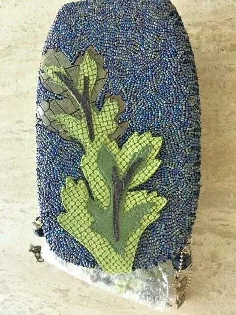Mary Frances Chatterbox Bird Parrot Green Special Beaded Bag Handbag Purse NEW