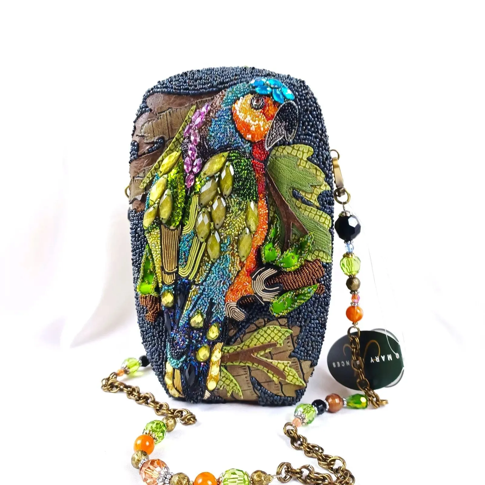 Mary Frances Chatterbox Bird Parrot Green Special Beaded Bag Handbag Purse NEW