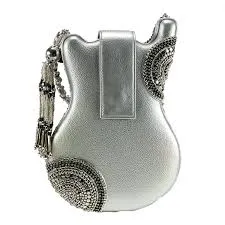 Mary Frances On Tour Special Chain Guitar Bag Beaded Silver Handbag Purse NEW