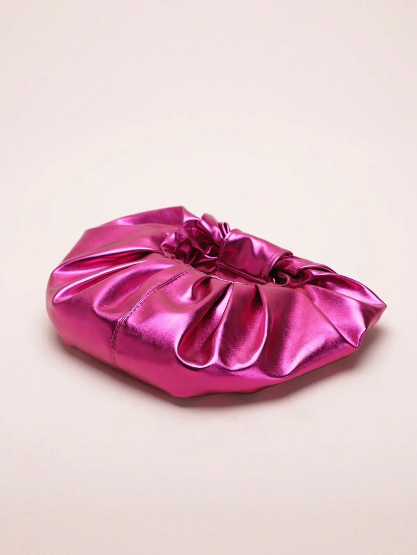 Medium Ruched Bag Top Handle - Hot Pink