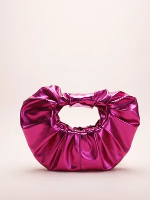 Medium Ruched Bag Top Handle - Hot Pink