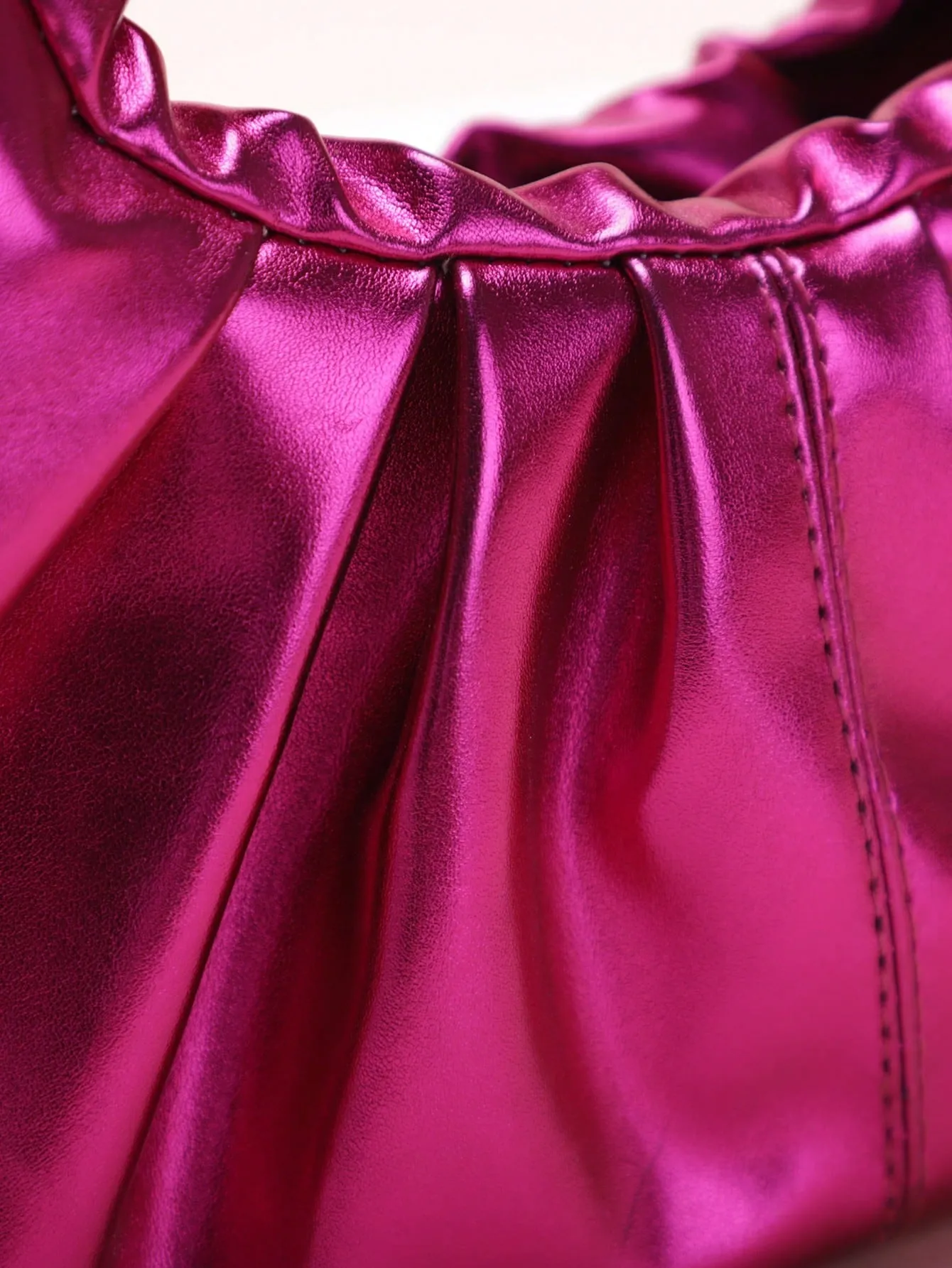 Medium Ruched Bag Top Handle - Hot Pink