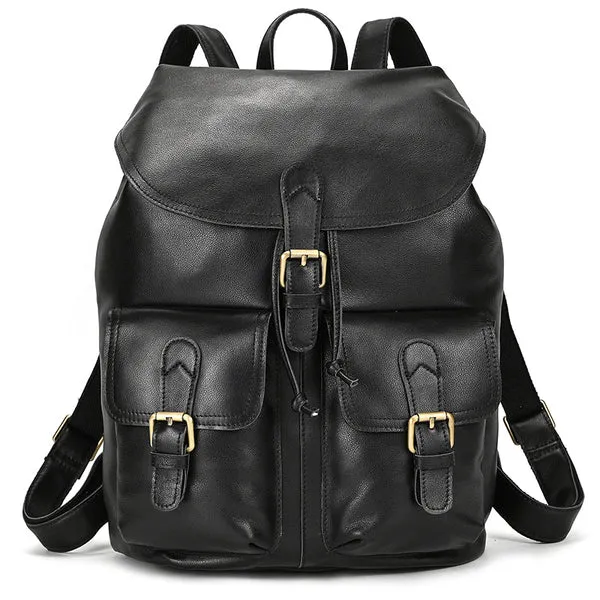 Men Leather Backpack 15 Inch Leather Laptop Backpack Retro Travel Backpack