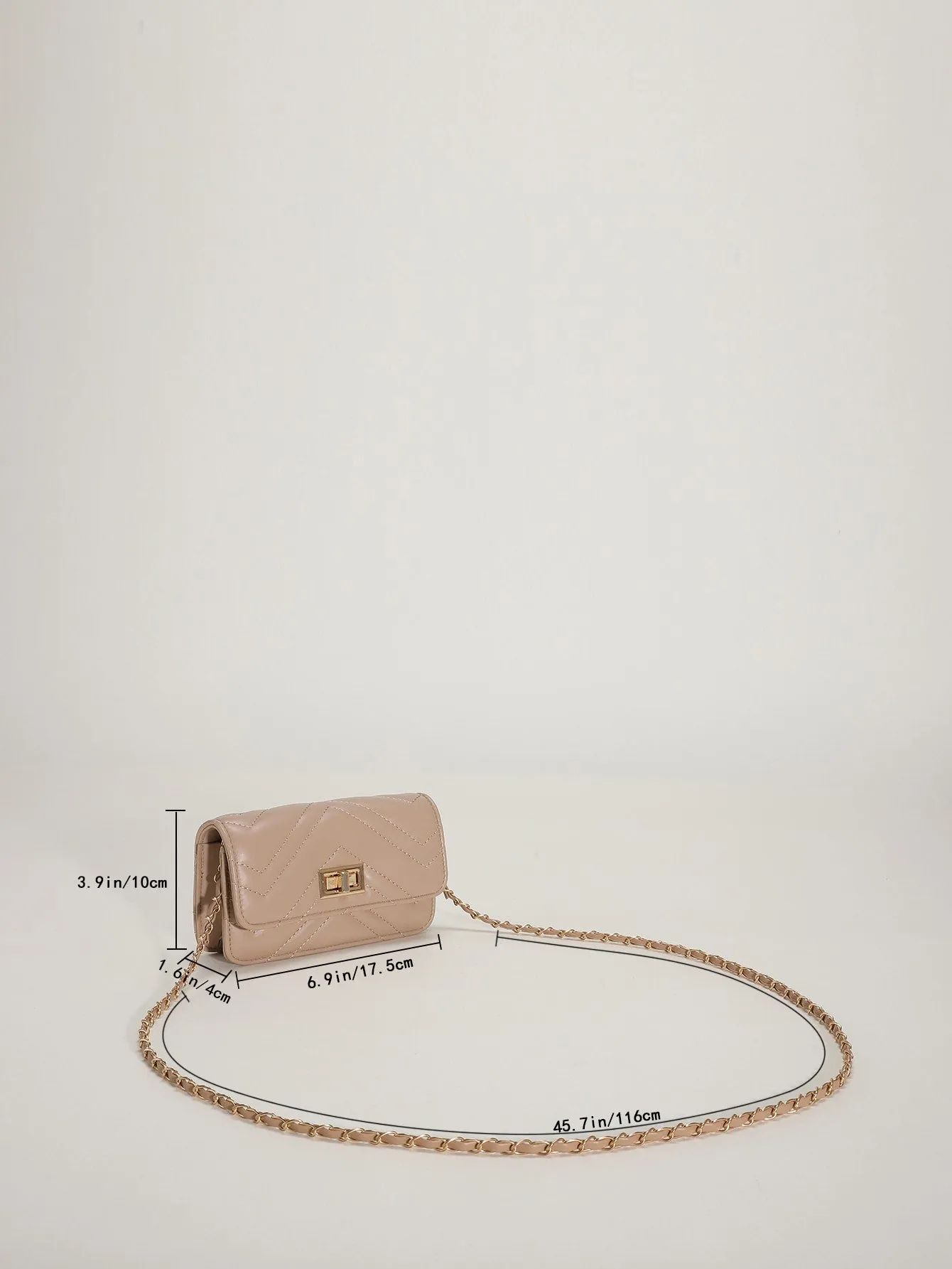 Mini Chevron Quilted Twist Lock Flap Chain Square Bag - Khaki