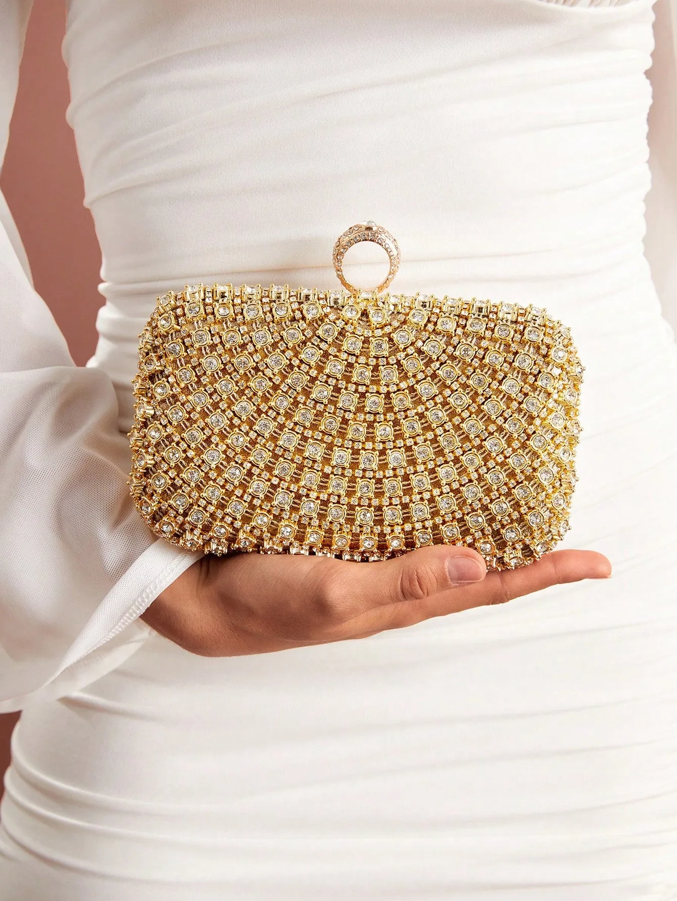 Mini Rhinestone Decor Box Bag - Gold- FD ⚡