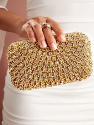 Mini Rhinestone Decor Box Bag - Gold- FD ⚡