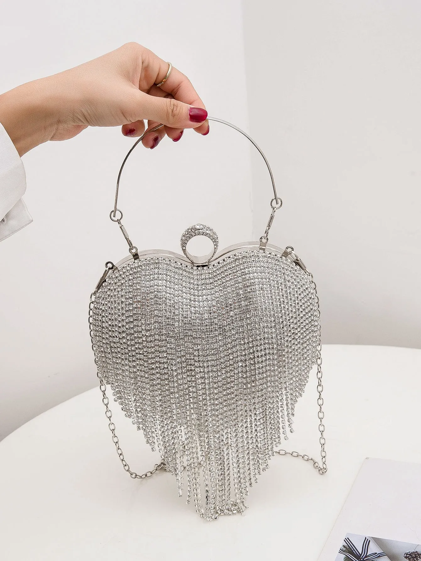 Mini Rhinestone Decor Chain Evening Bag