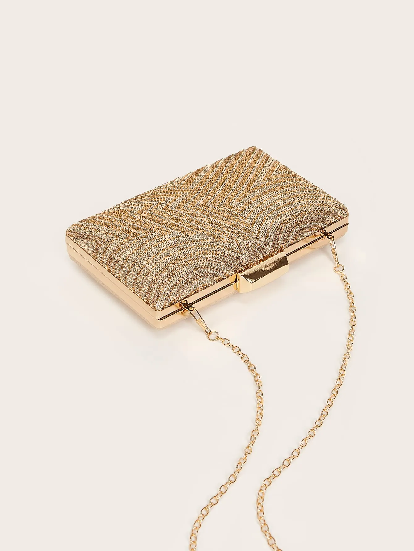 Mini Rhinestone Square Bag - Gold
