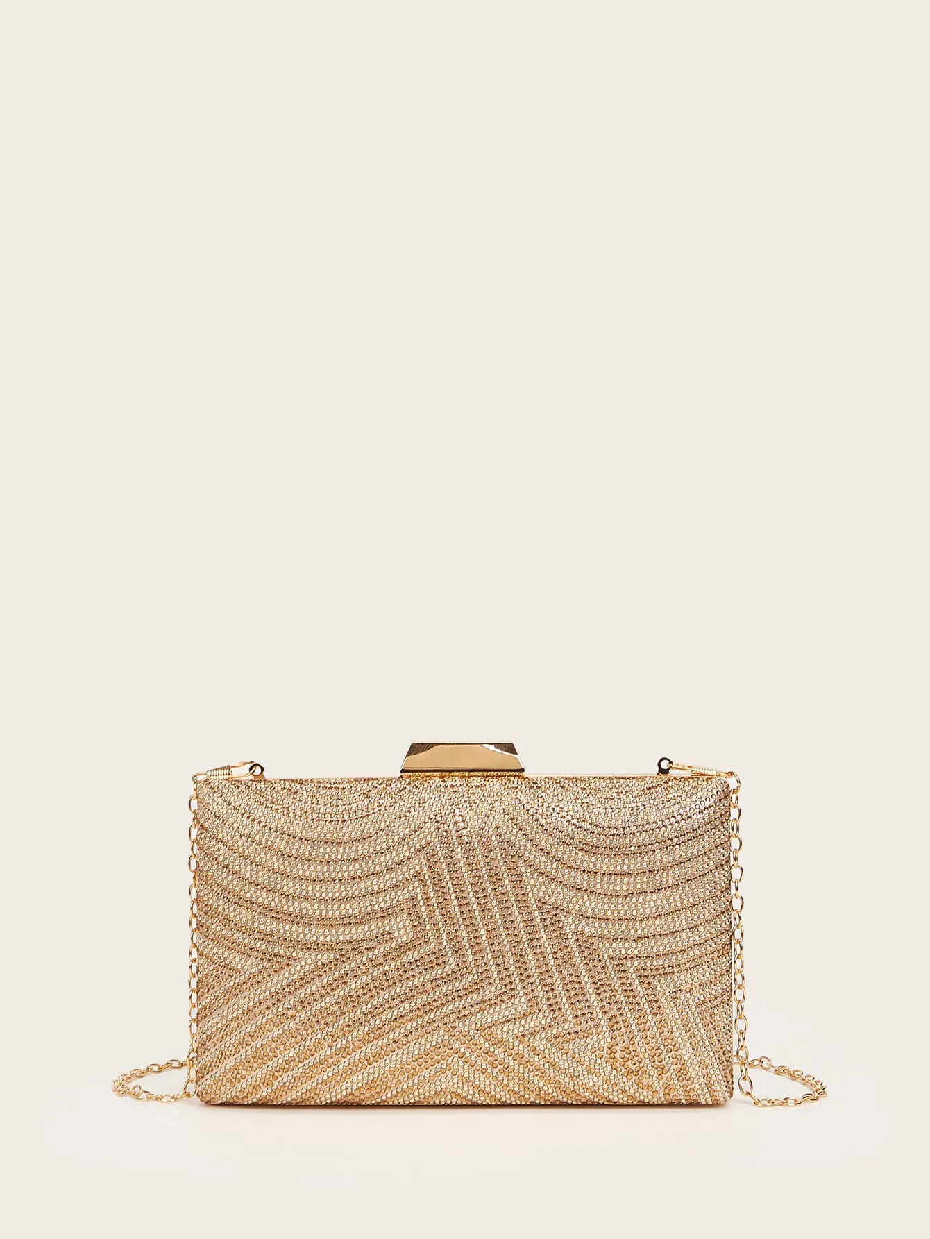 Mini Rhinestone Square Bag - Gold