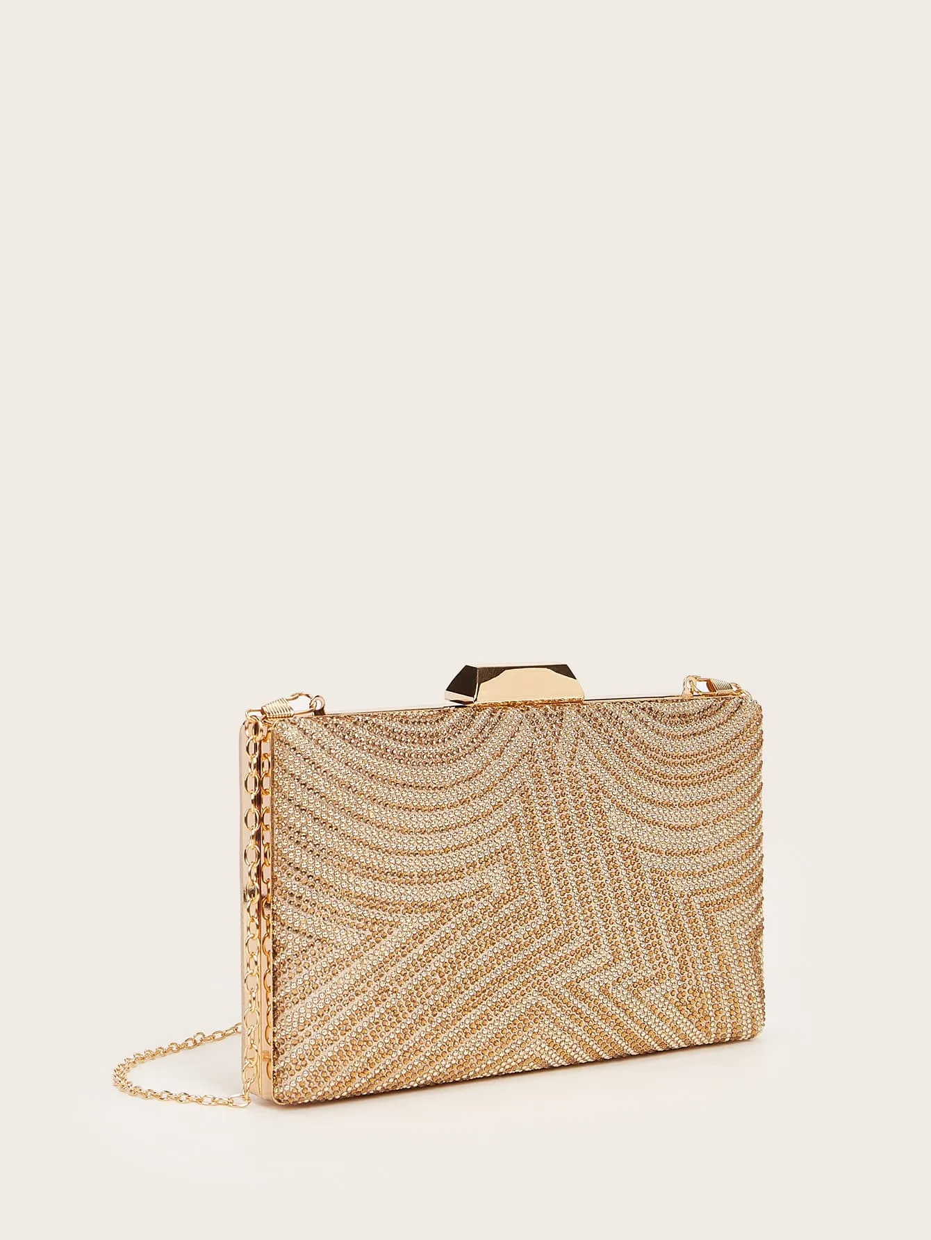 Mini Rhinestone Square Bag - Gold