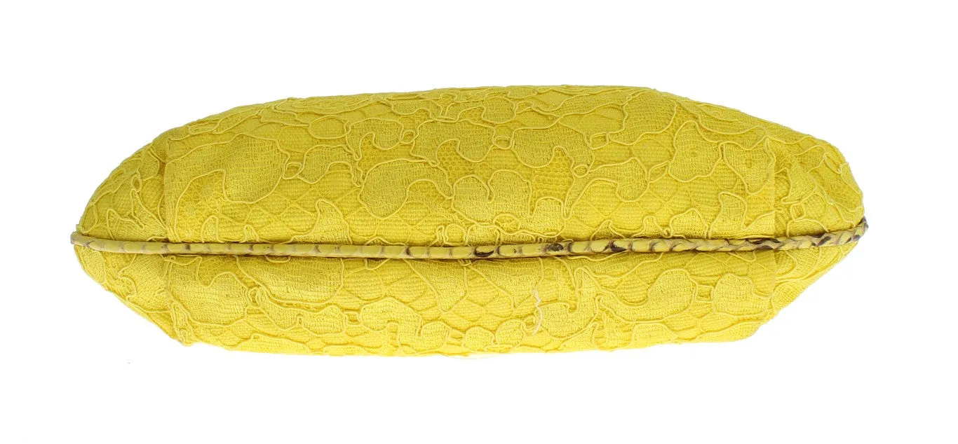 MISS DEA Bag Yellow Lace Snakeakin Crystal Clutch