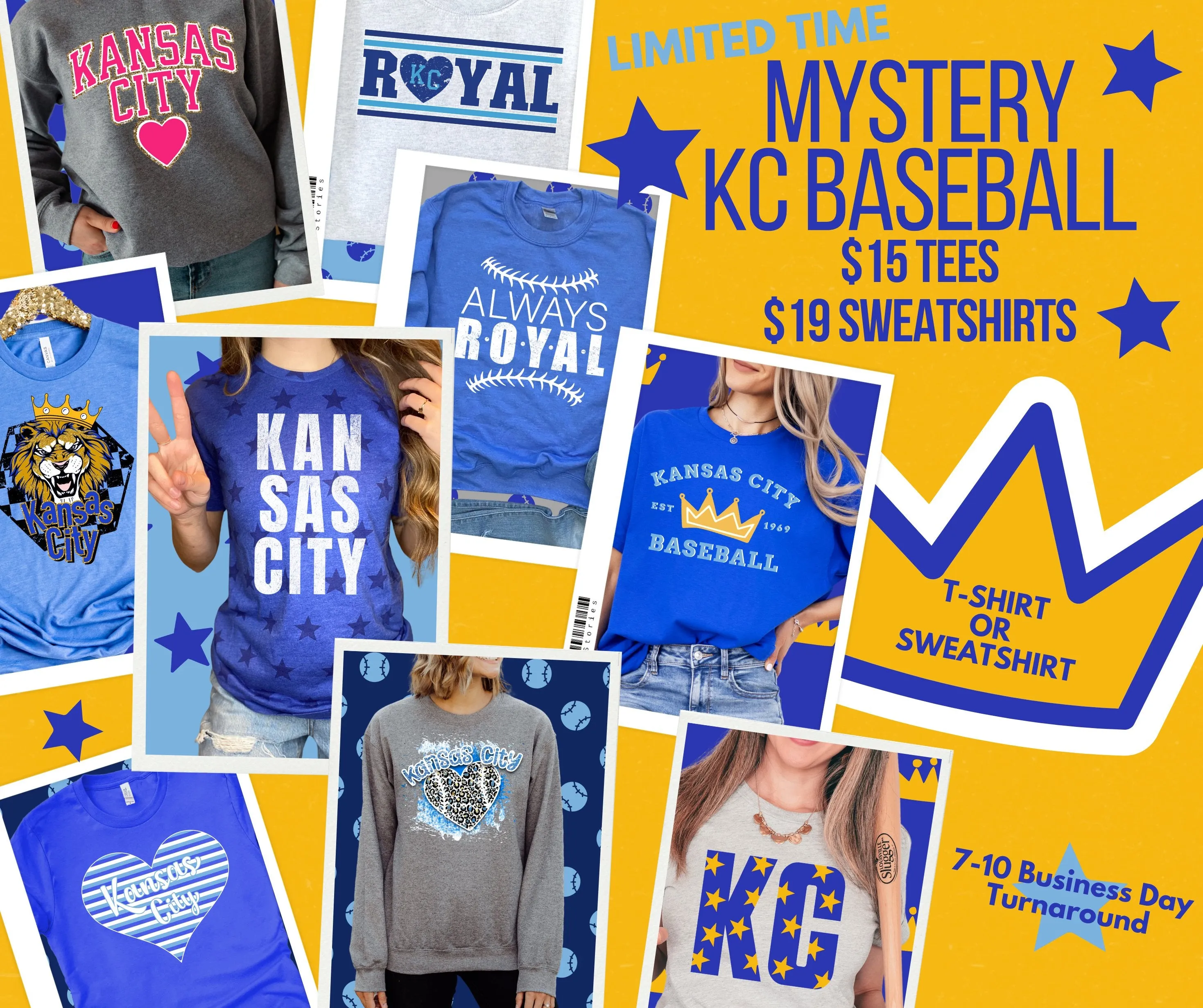 MYSTERY KC BASEBALL TEE OR SWEATSHIRT SALE FINAL SALE