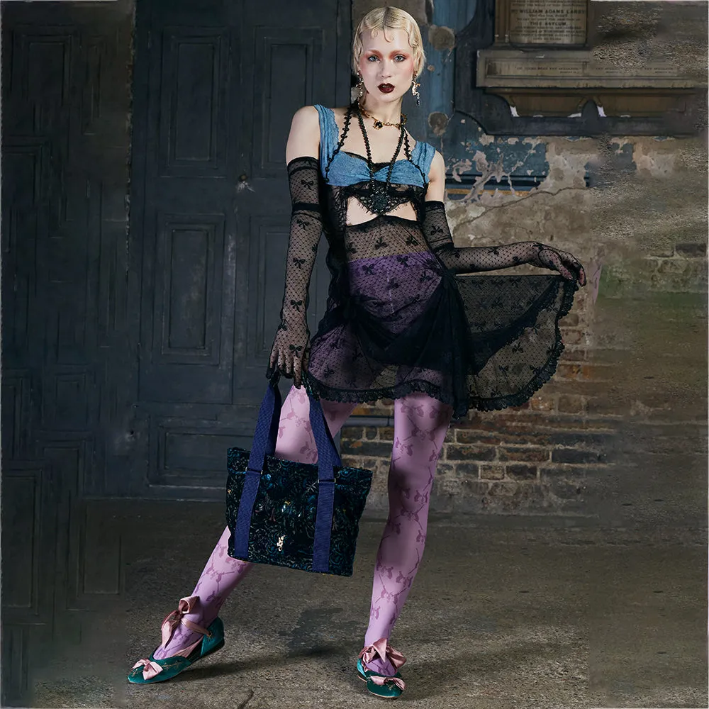 Natasha Silk Velvet Tote Bag in Dragon Print