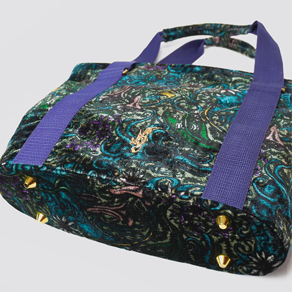 Natasha Silk Velvet Tote Bag in Dragon Print