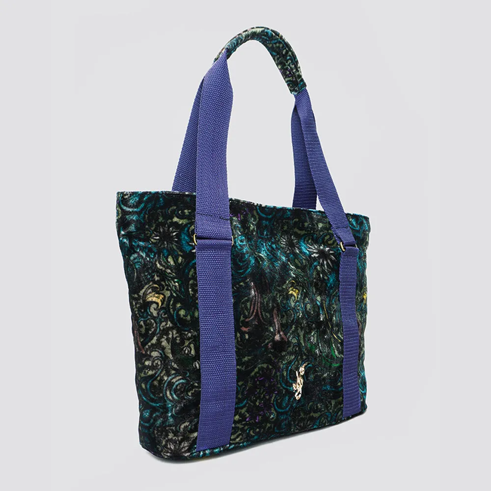 Natasha Silk Velvet Tote Bag in Dragon Print
