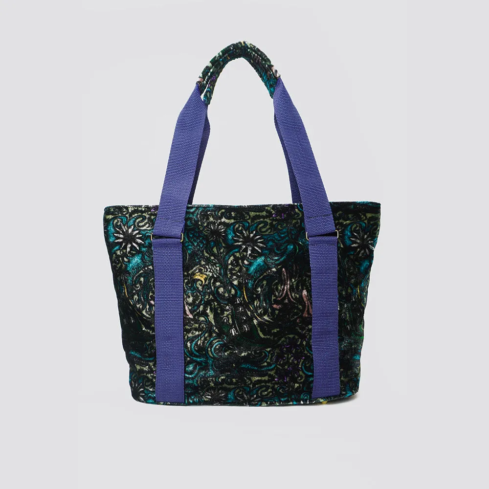 Natasha Silk Velvet Tote Bag in Dragon Print