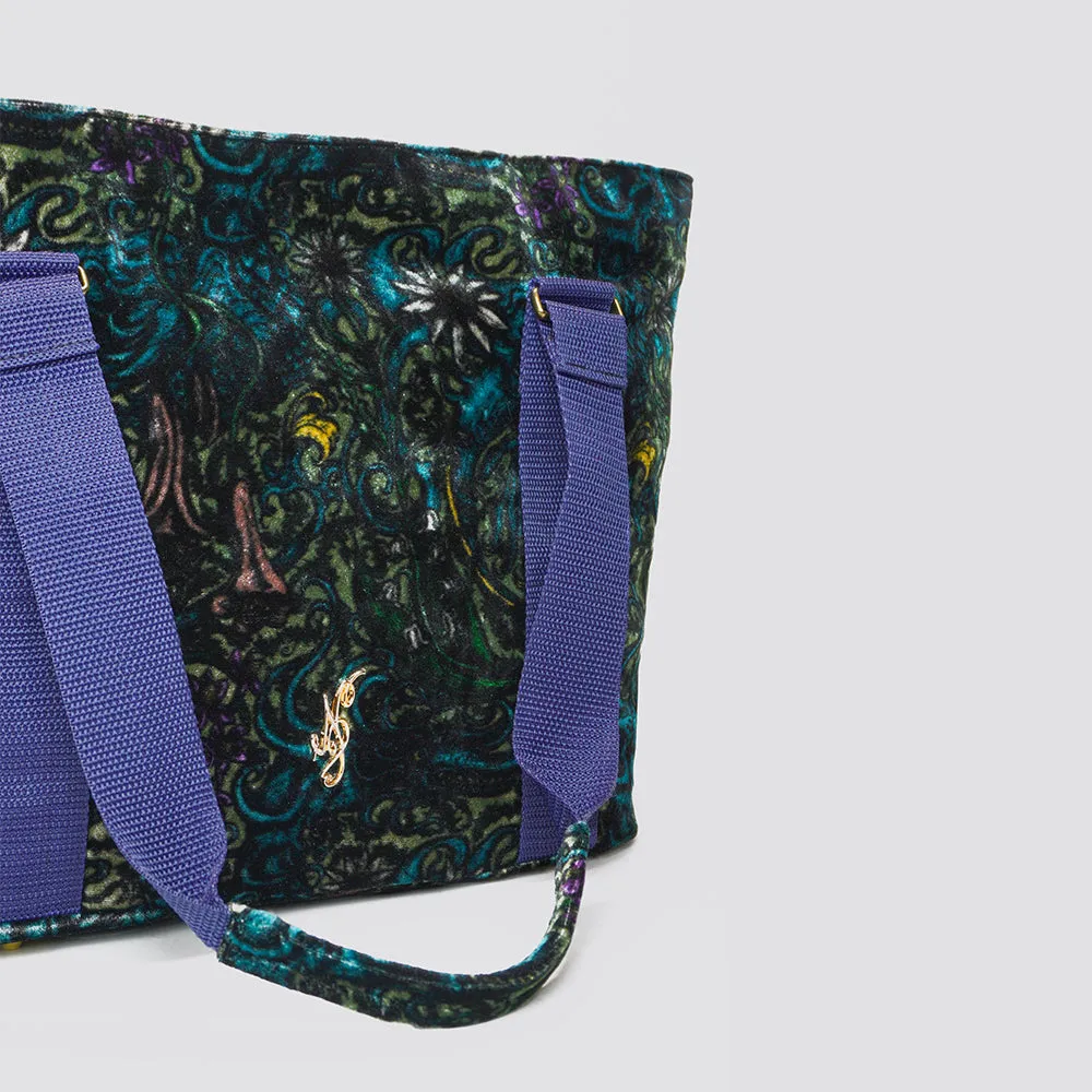 Natasha Silk Velvet Tote Bag in Dragon Print