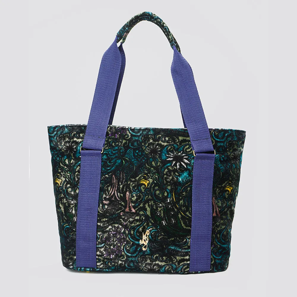 Natasha Silk Velvet Tote Bag in Dragon Print
