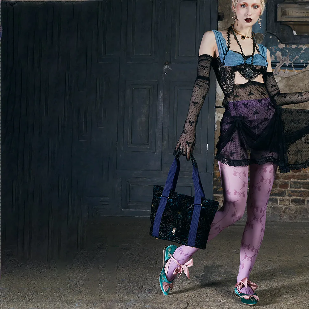 Natasha Silk Velvet Tote Bag in Dragon Print