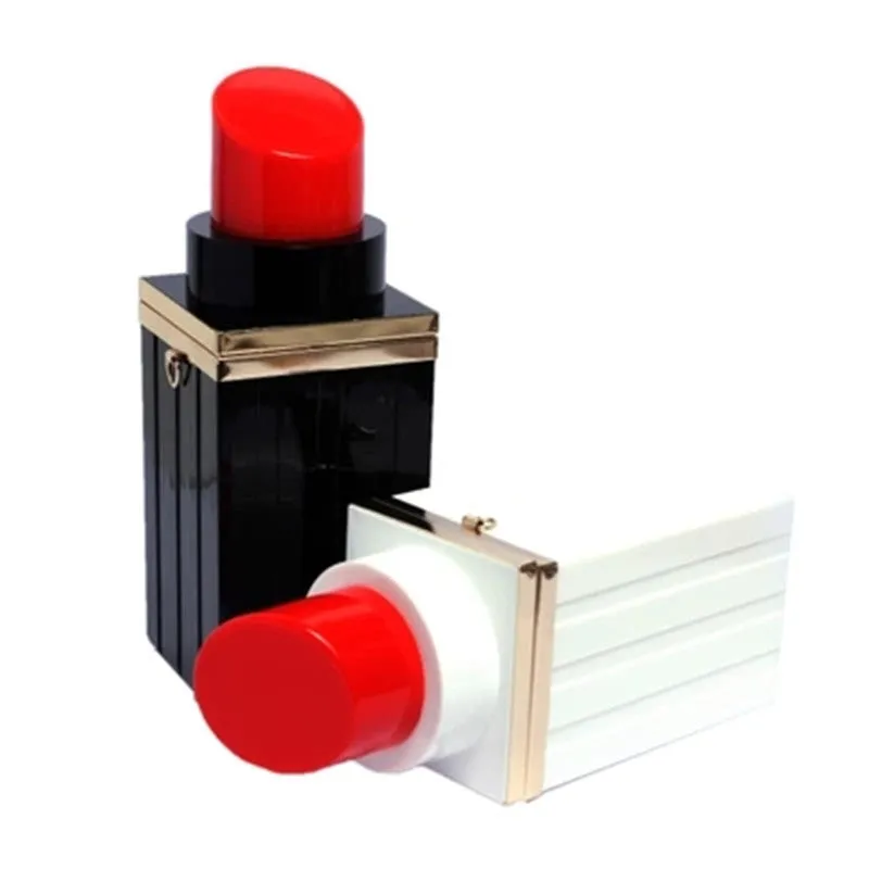 Natasha – Unique Lipstick Shaped Hard Shell Clutch with Glossy Finish