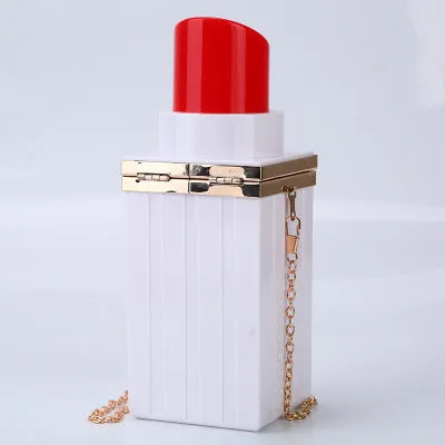 Natasha – Unique Lipstick Shaped Hard Shell Clutch with Glossy Finish