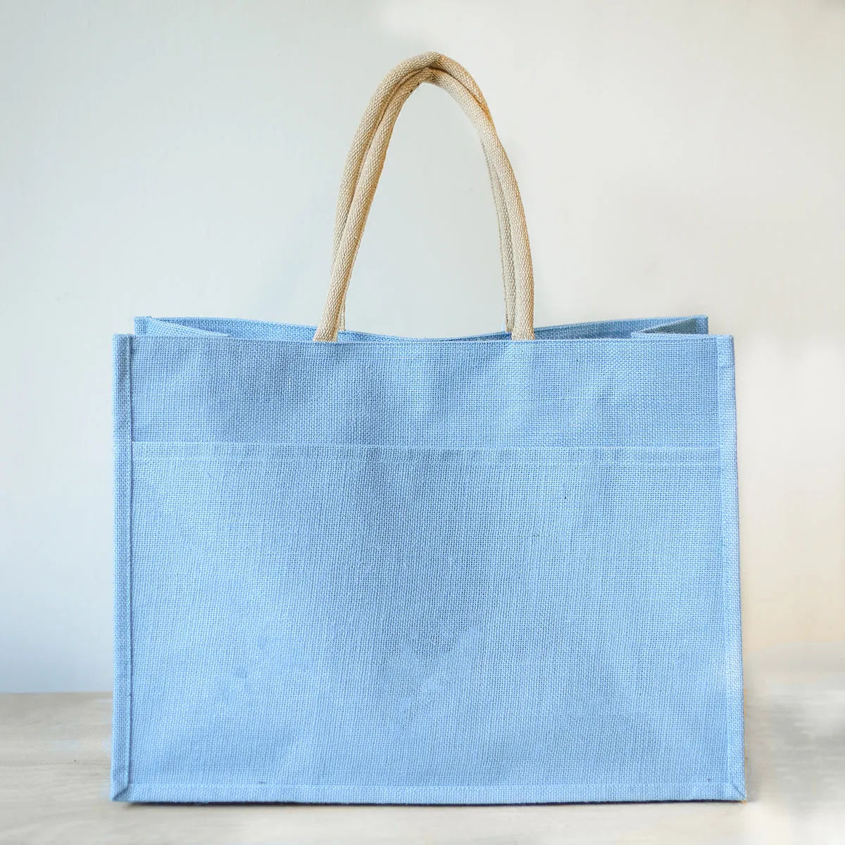 Navy Blue Jute Pocket Tote