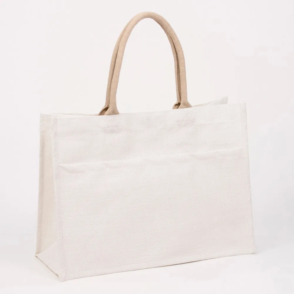 Navy Blue Jute Pocket Tote