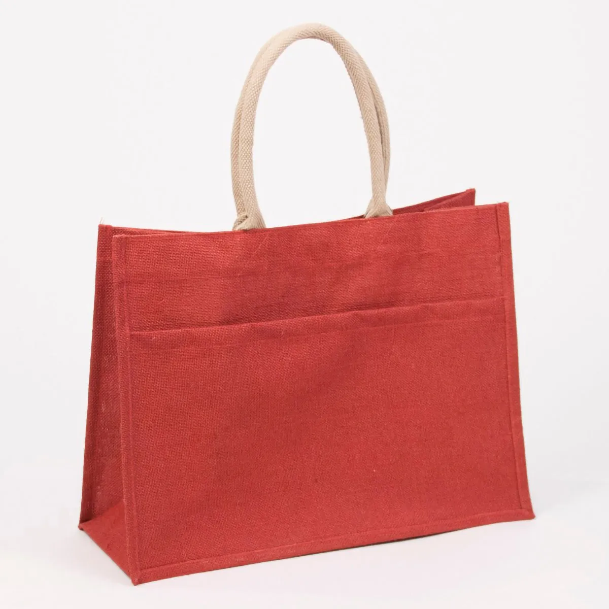 Navy Blue Jute Pocket Tote