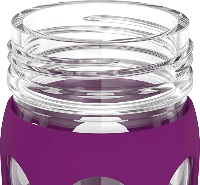 New 22 Oz Lifefactory 650ml BPA-Free Glass Water Bottle with Classic Cap and Protective Silicone Sleeve, Plum! Retails $49 