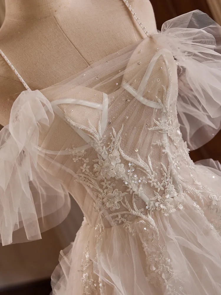 New Arrival Spaghetti Straps Off-the-shoulder Bridal Gown