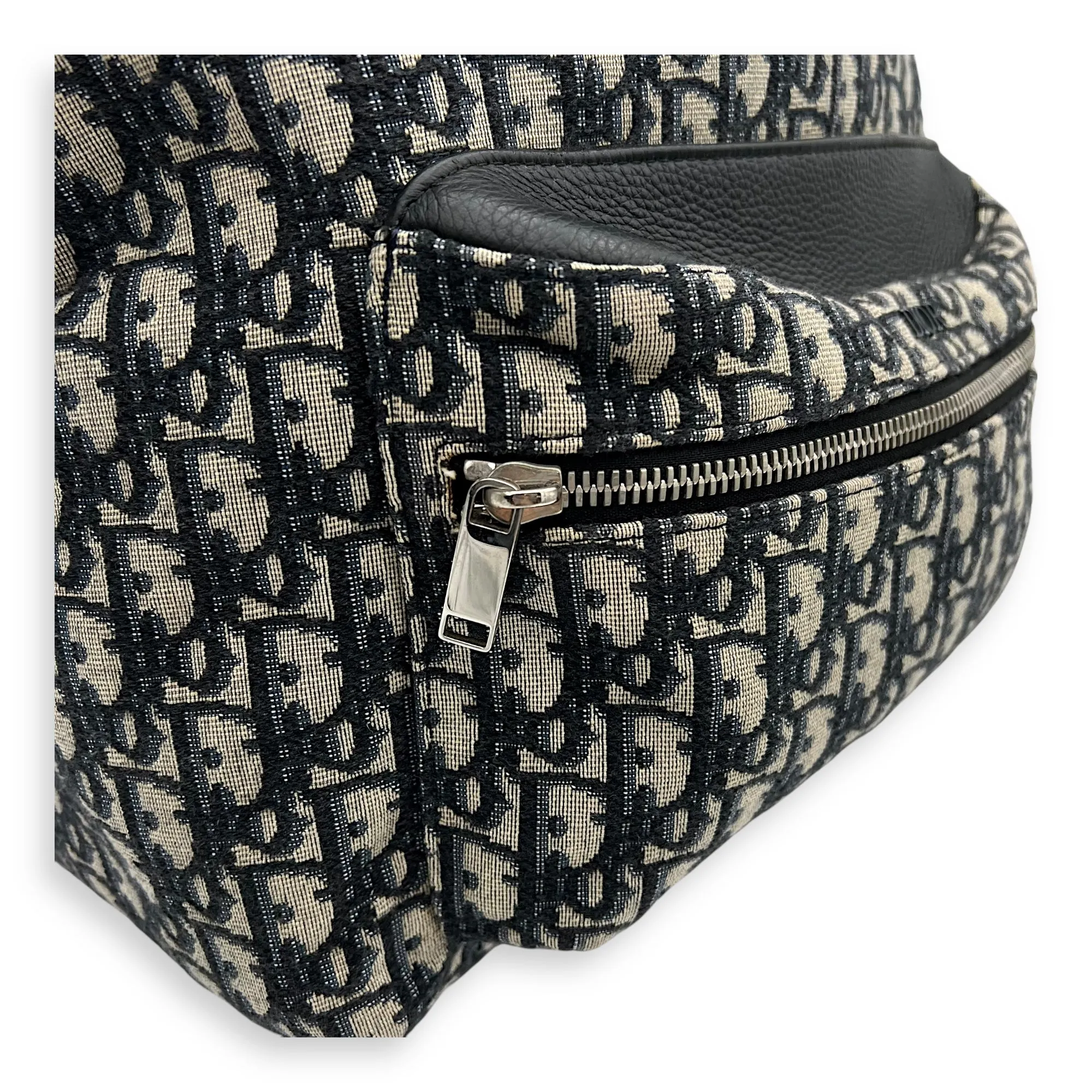 Oblique Backpack Blue in Canvas, Silver hardware
