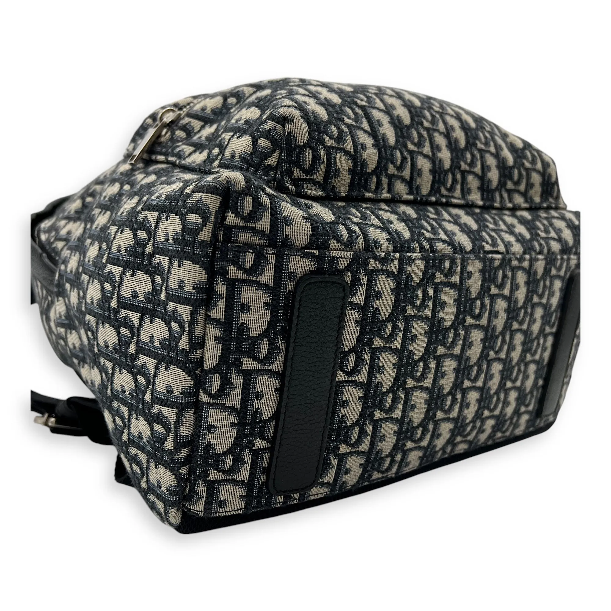 Oblique Backpack Blue in Canvas, Silver hardware