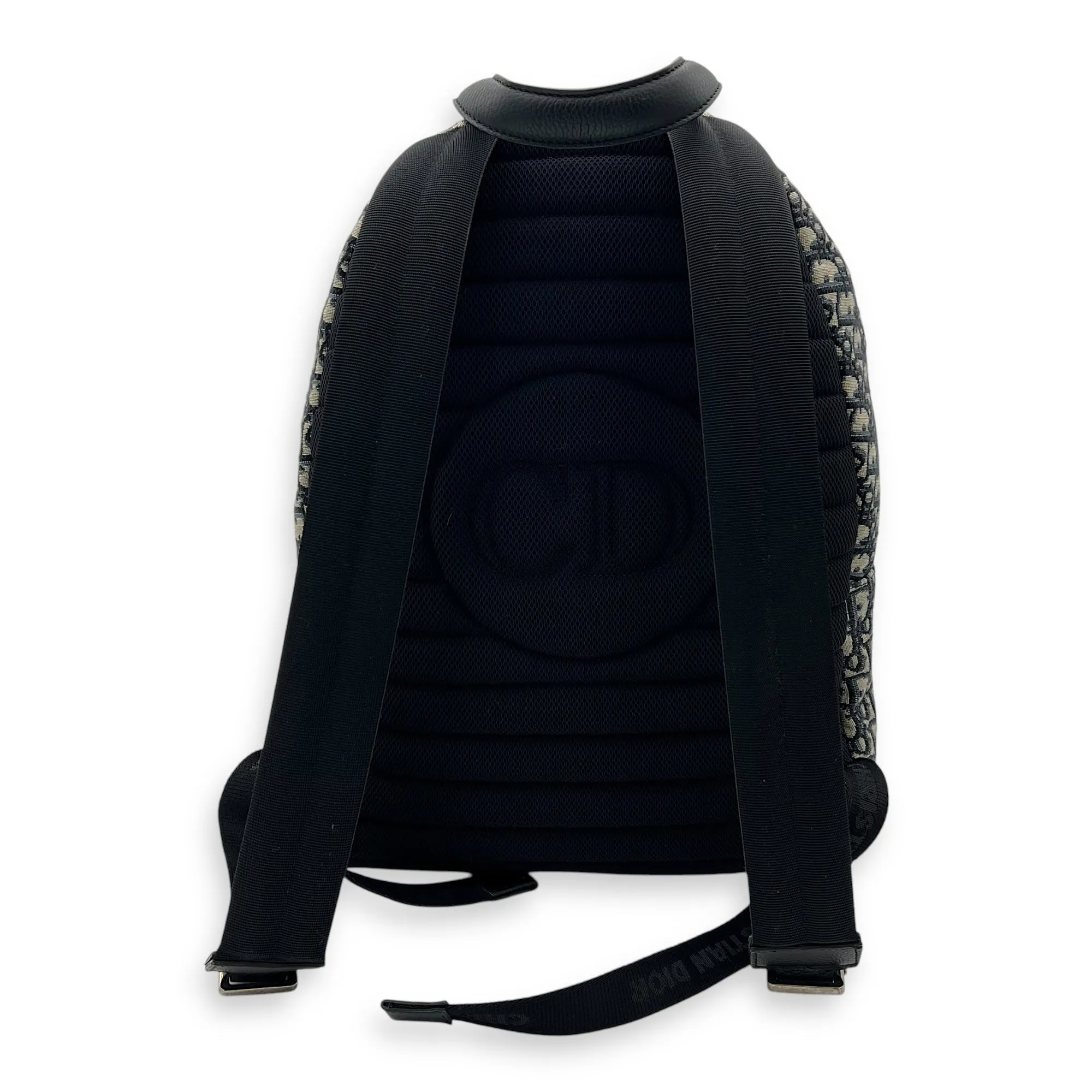 Oblique Backpack Blue in Canvas, Silver hardware