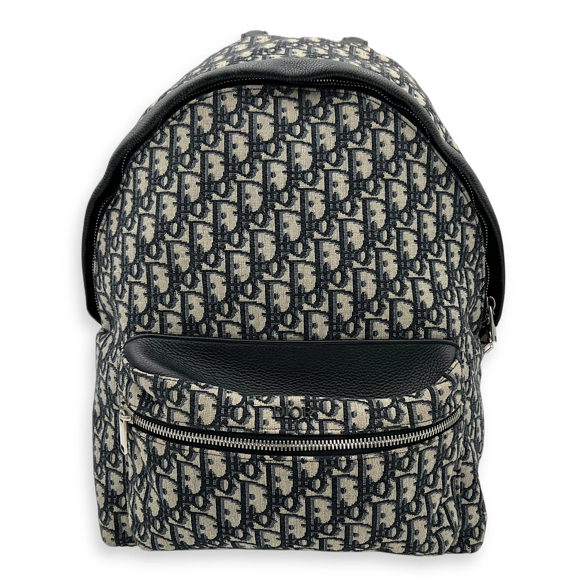 Oblique Backpack Blue in Canvas, Silver hardware