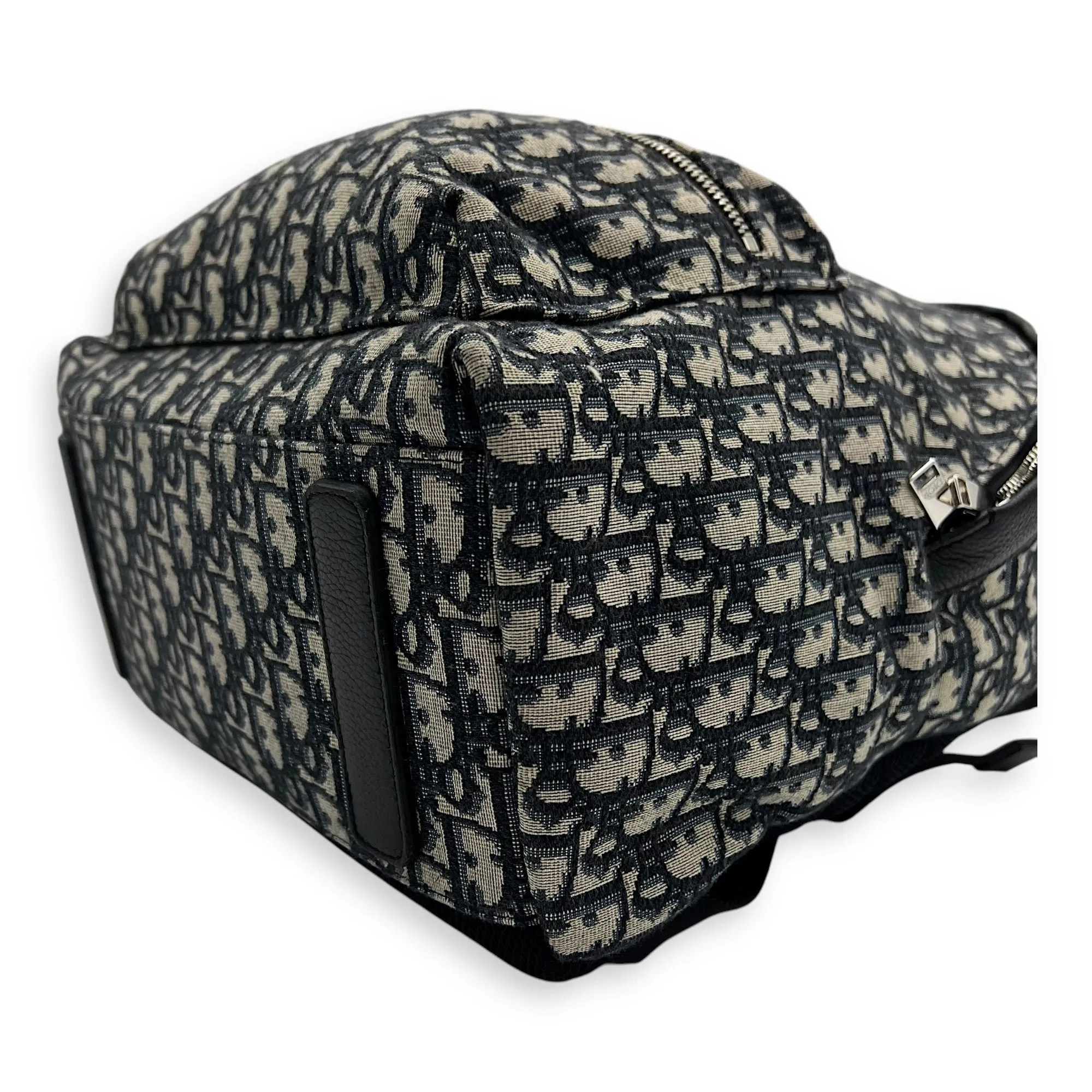 Oblique Backpack Blue in Canvas, Silver hardware