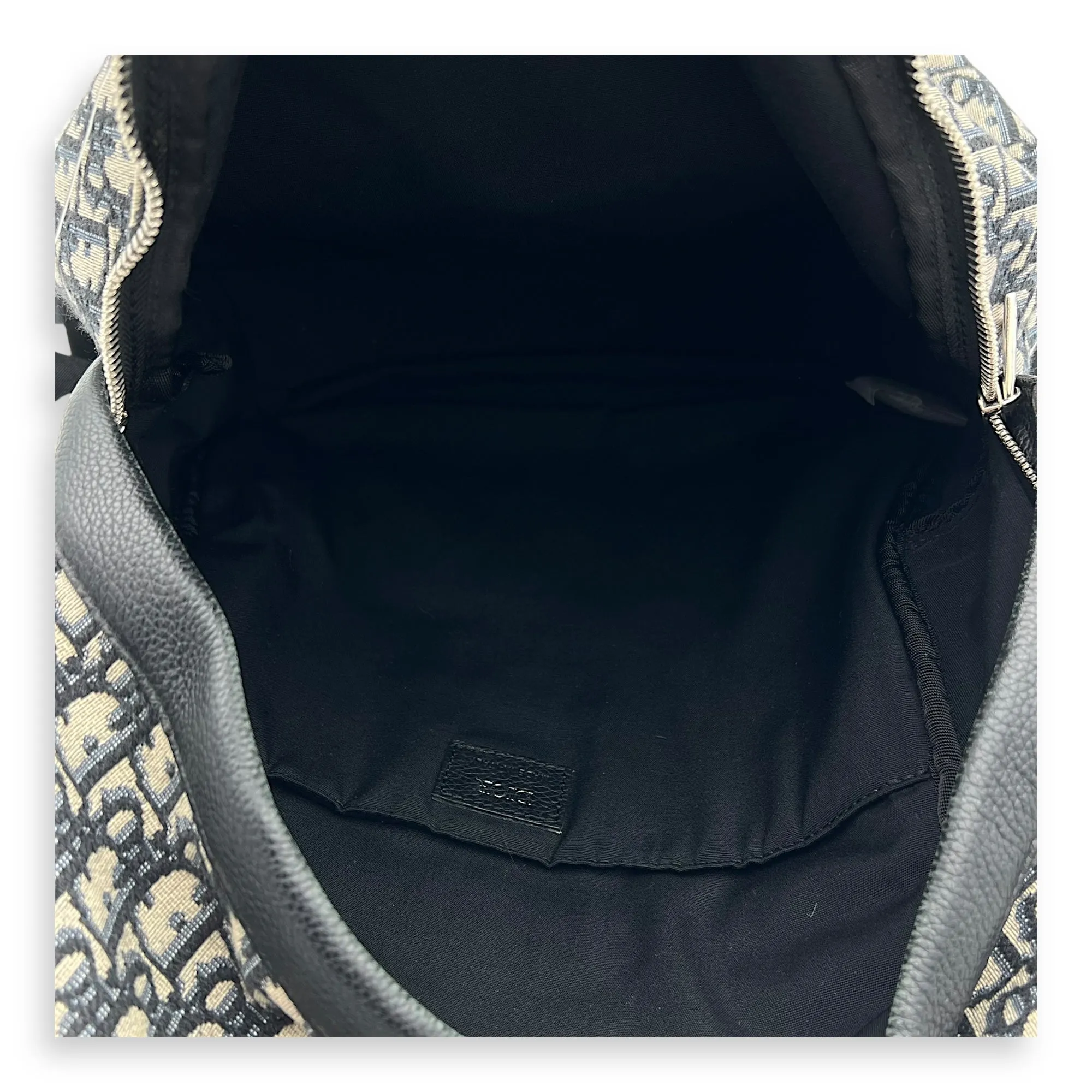 Oblique Backpack Blue in Canvas, Silver hardware