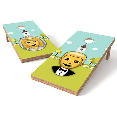 Official Size 2x4 Emoji Wedding Cornhole Game
