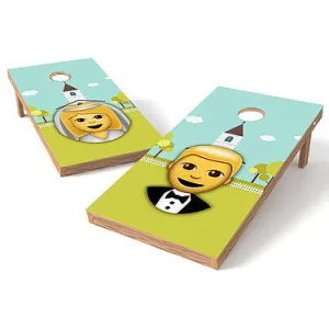Official Size 2x4 Emoji Wedding Cornhole Game